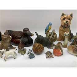Beswick figures to include seated koala bear, 'Boson' bulldog, pair of lambs, birds, etc and further bird and animal figures to include Country Artists 'Otter Swimming' and other examples by Goebel, Leonardo Collection and Wade etc