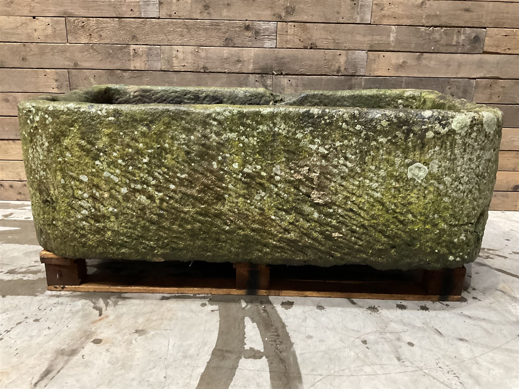 Large 19th century D shaped stone trough