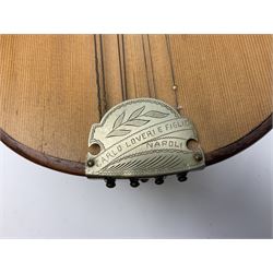 Italian mandolin, with foliate inlaid scratchplate, paper label inscribed 'Carlo Loveri & Figlio of Napoli', L62cm