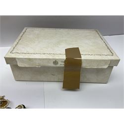 Norweigian silver enamel leaf brooch by David Andersen, together with a military issue pocket watch and a collection of costume jewellery including pair of clip on earrings by Butler & Wilson, beaded jewellery, brooches, etc