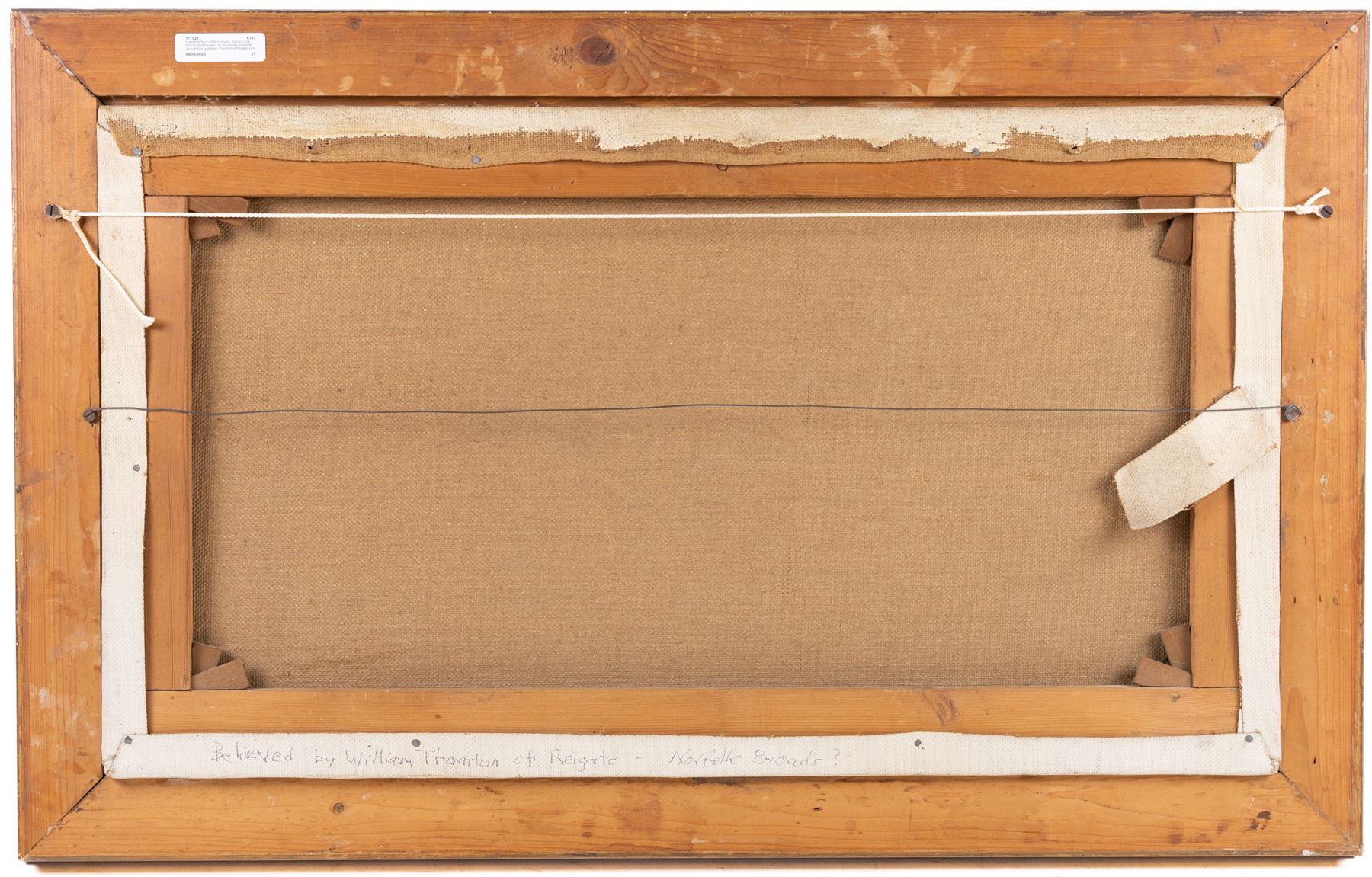 English School (20th Century): Stream near Red Roofed Houses, oil on canvas unsigned, attributed to a William Thornton of Reigate verso, 40cm x 70cm 