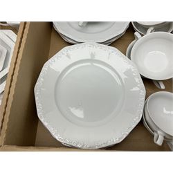 Rosenthal Classical Rose tea and dinner service for eight, including teapot, coffee pot, milk jug, covered sucrier, cups and saucers, dinner plates, serving dishes etc 