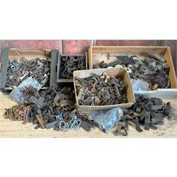 Group of vintage architectural hardware, to include shash window fittings, latches, catche...