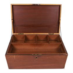 Victorian mother of pearl inlaid rosewood sarcophagus-shaped tea caddy, together with a brass bound writing slope and one other 