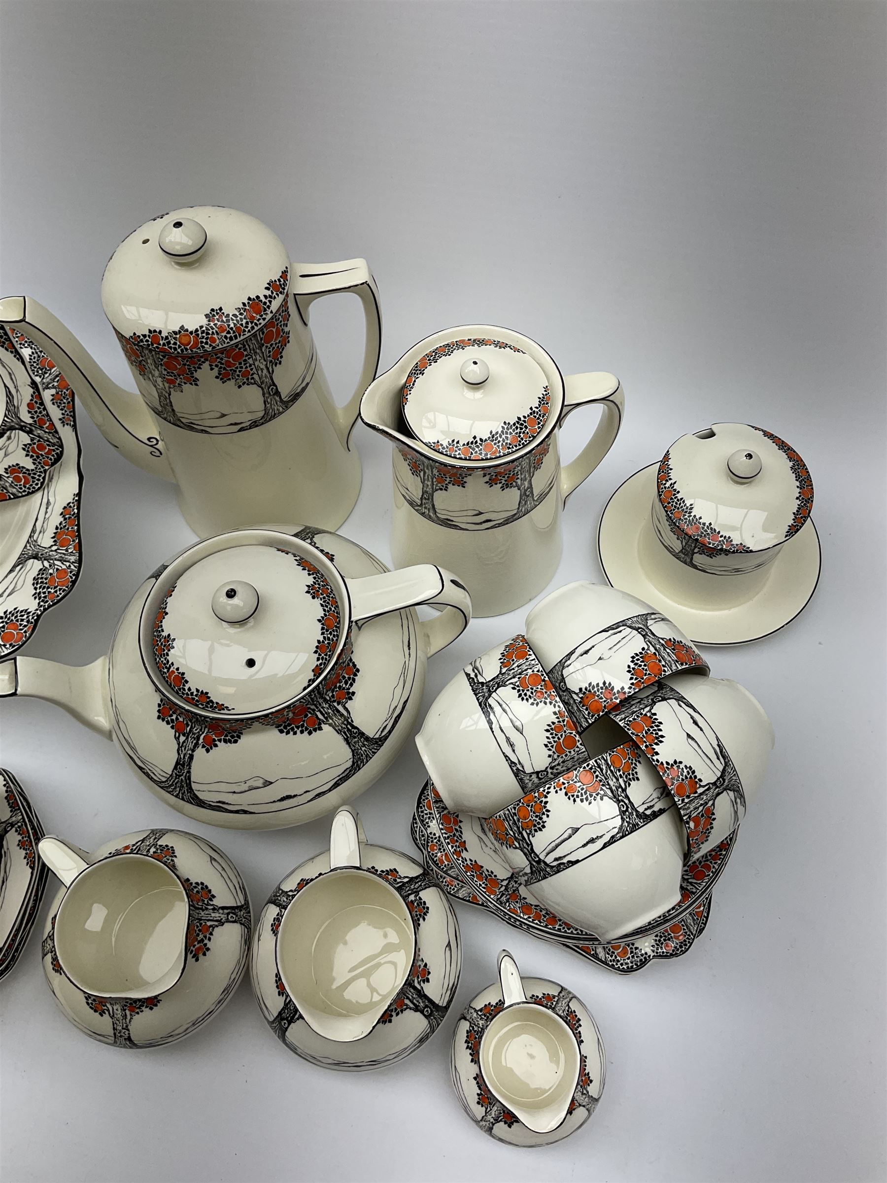 Crown Ducal tea and coffee wares decorated in the Orange Blossom