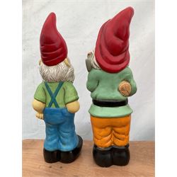 Pair of large indoor or outdoor painted garden gnomes  - THIS LOT IS TO BE COLLECTED BY APPOINTMENT FROM DUGGLEBY STORAGE, GREAT HILL, EASTFIELD, SCARBOROUGH, YO11 3TX