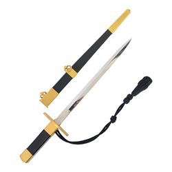 French Air Force officers dagger, with 26cm double edged blade, the riscasso marked with a...