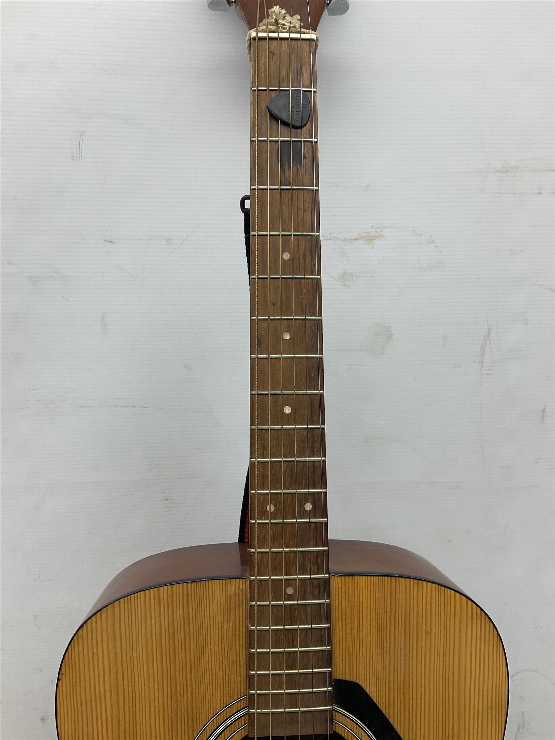 German Hoyer twelve-string acoustic guitar with metallic paper label L106cm; and Indonesian Yamaha F-310 acoustic guitar (2)
