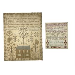 Two 19th century needlework samplers, co
