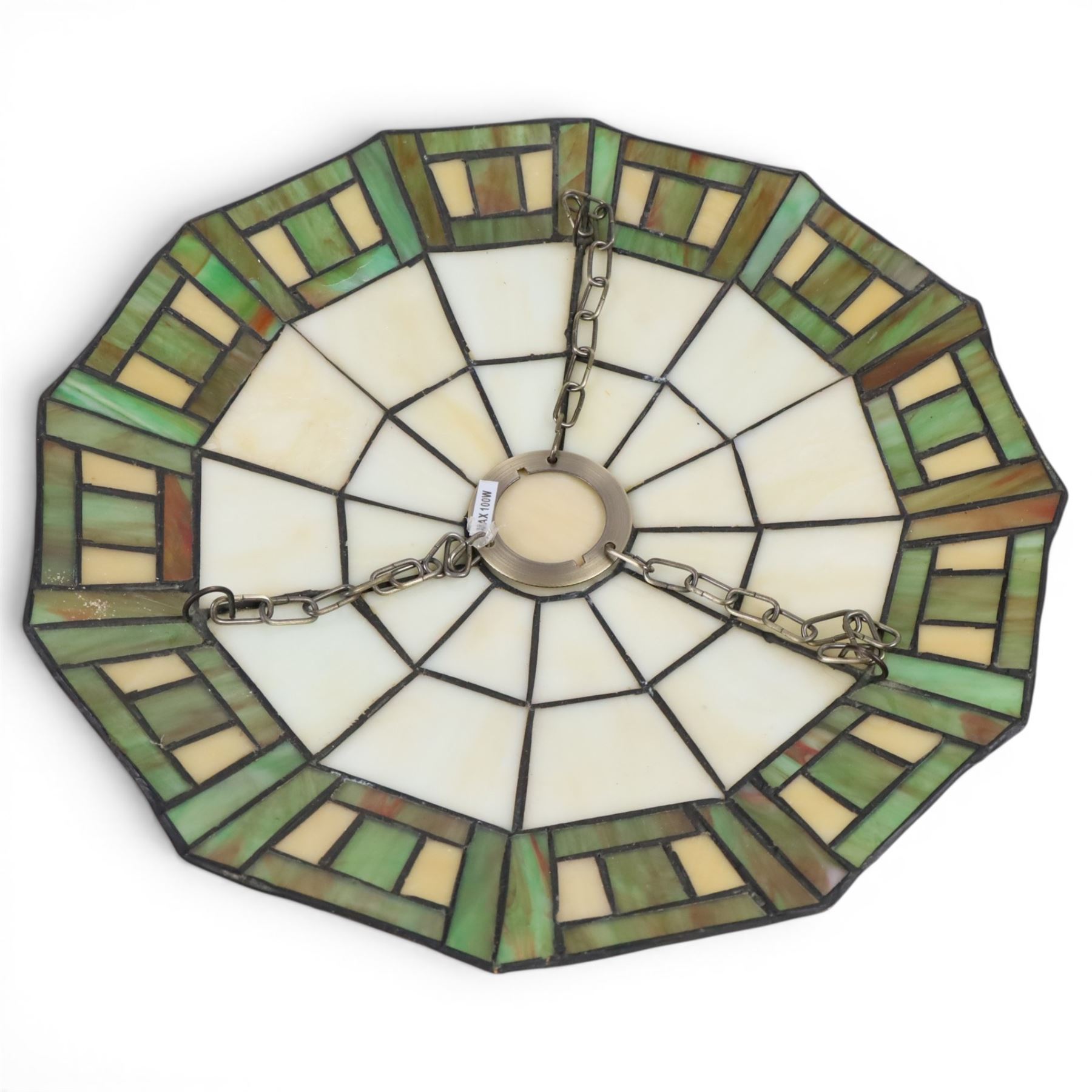 Tiffany Style table lamp, with floral lampshade, together with two Tiffany style ceiling light shades 