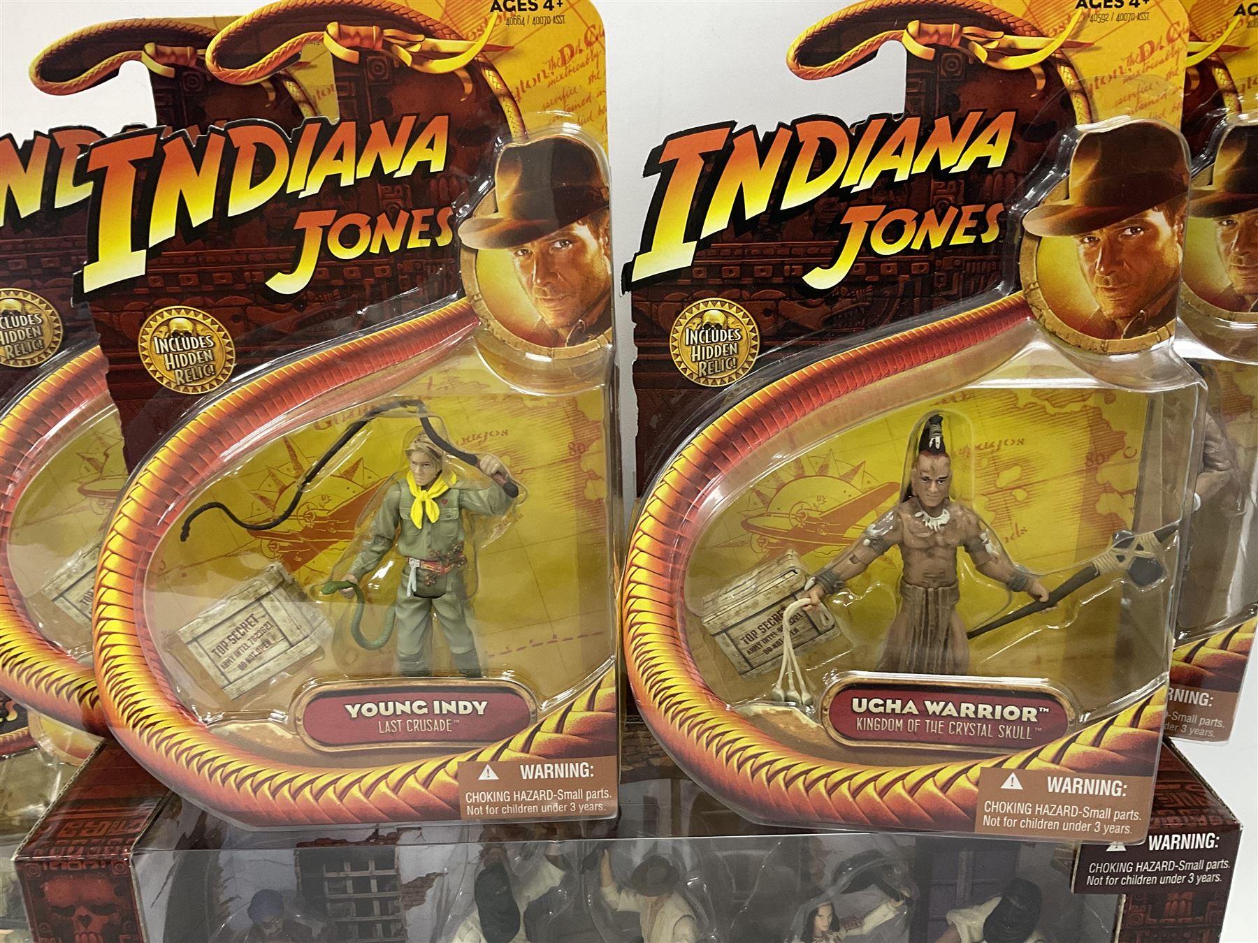 Indiana Jones - Hasbro Raiders of the Lost Ark 'Cairo Ambush' Set; boxed; and eight carded action figures comprising Indiana Jones, German Soldiers, Young Indy, Ugha Warrior, Russian Soldier, Colonel Vogel, Dr. Henry Jones and Cemetery Warrior; all in unopened blister packs (9)