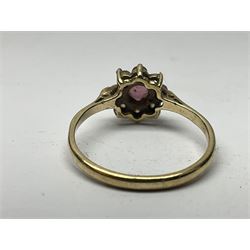 9ct gold pear butterfly brooch, 9ct gold stone set ring and an silver fob watch, all stamped or hallmarked 