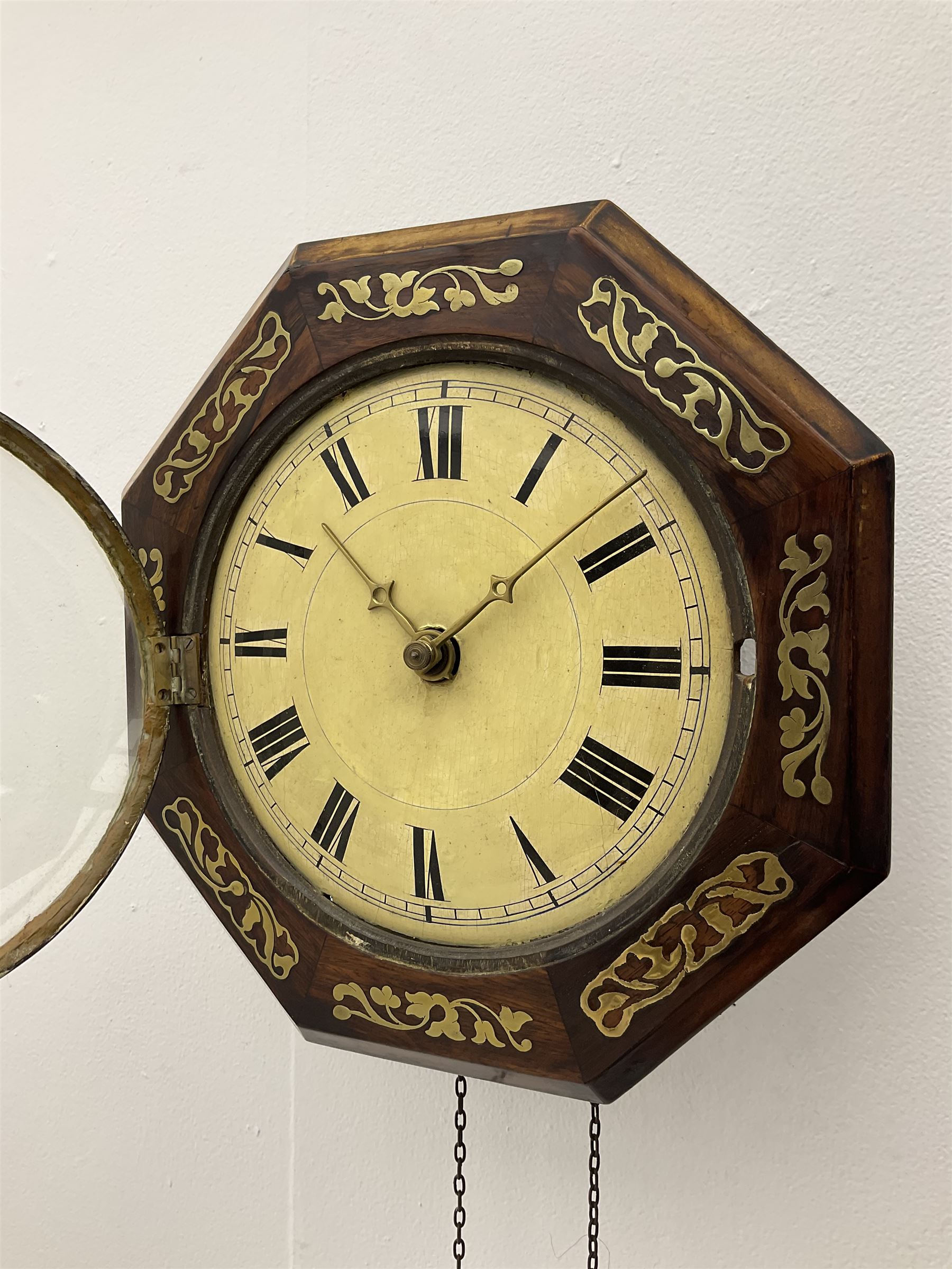 A German 19th century “Postman’s” weight driven wall clock striking the