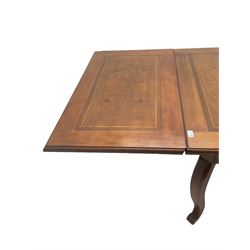 Multi-York - Walnut extending dining table, figured top, two pull out extending leaves