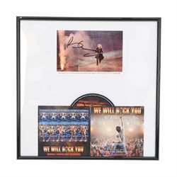 Signed photograph of Brian May playing at the 2012 Olympic Closing Ceremony, framed with Q...
