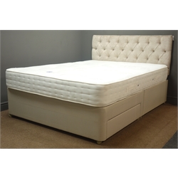  5' Kingsize divan bed with deeply buttoned upholstered headboard and 'Rest Assure pocket 1000 ortho' mattress  
