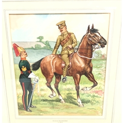   Northumberland Yeomanry Hussars c1910, Shropshire Yeomanry Sergeant & Private c1914, and Essex Yeomanry c1914, three military watercolours, each titled on mount, 26cm x 22cm (3)  