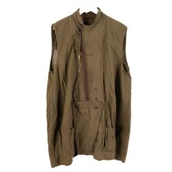 WWII British parachute regiment dennison smock with four front pockets, half zip and crutch strap size 3 dated 1944, together with over smock, with two pockets and crutch strap, size 2 dated 1944