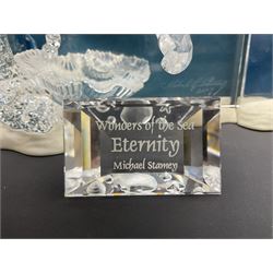 Swarovski Crystal, Wonders of the Sea Trilogy: 'Eternity', 'Community' and 'Harmony', all with stands and plaques, H20cm