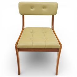 Vanson - Mid 20th century four leather dining chairs, button back and seat, on an shaped teak frame