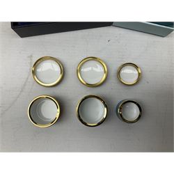 Group of seven Halcyon Days enamel boxes, each with affectionate inscriptions, including 'Wild about you', 'Don't ever change', 'Love you a bunch', etc., in six fitted boxes  