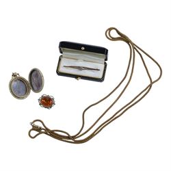 9ct gold diamond flower cluster bar brooch, stamped 9ct, together with costume jewellery t...