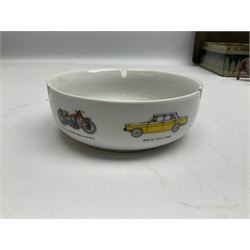 Chad Valley clockwork Fordson Major Tractor, a group of play worn Britains and other lead and metal farm animals, figures and accessories including a kennel, haystacks, dovecote, cows, sheep etc, together with a diecast model of a Tandem Bike L31cm