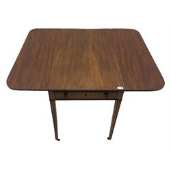 Georgian mahogany pembroke table, two drop leaves, single frieze drawer