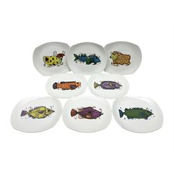 Set of Six Washington pottery fish serie