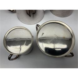 EPNS four piece tea service, comprising teapot, coffee pot, sugar bowl and milk jug