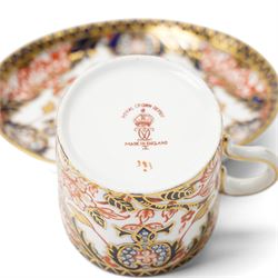 Six Royal Crown Derby coffee cans and saucers, pattern 383, together with six Aynsley coffee cans and saucers