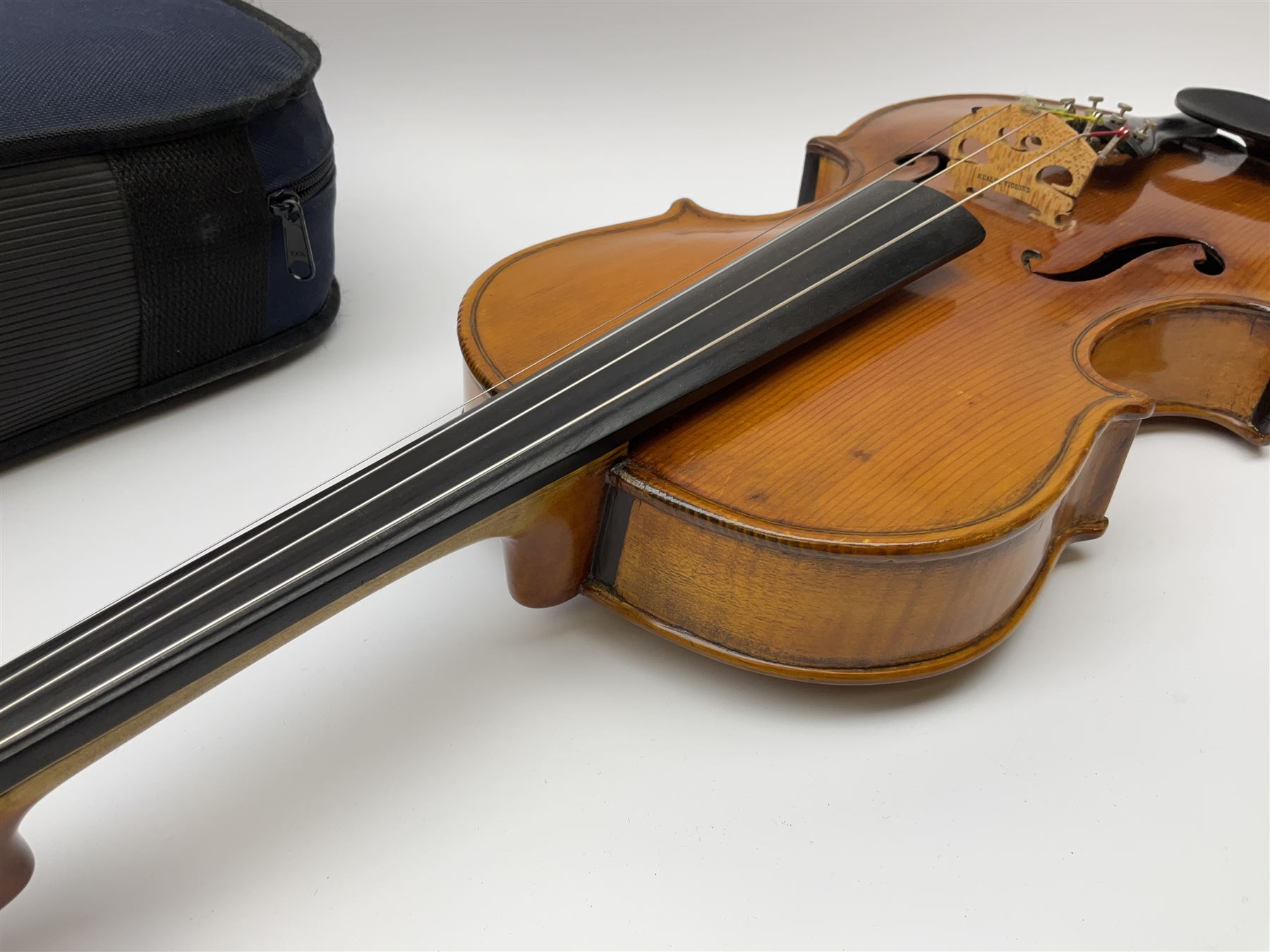 1920s continental large viola with 42cm two-piece maple back and ribs and wide grain sprucewood top with guarnerie sound holes, bears label 'Werner Alajos Budapest', overall length 69cm; in modern carrying case