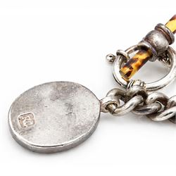 Ralph Lauren silver-plated curb link chain bracelet, with simulated tortoiseshell T bar and charm