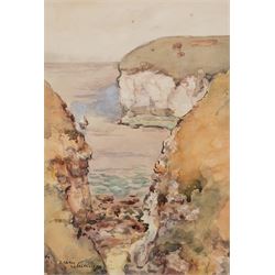 James Ulric Walmsley (British 1860-1954): Cliffs at Flamborough Head, watercolour over pen...