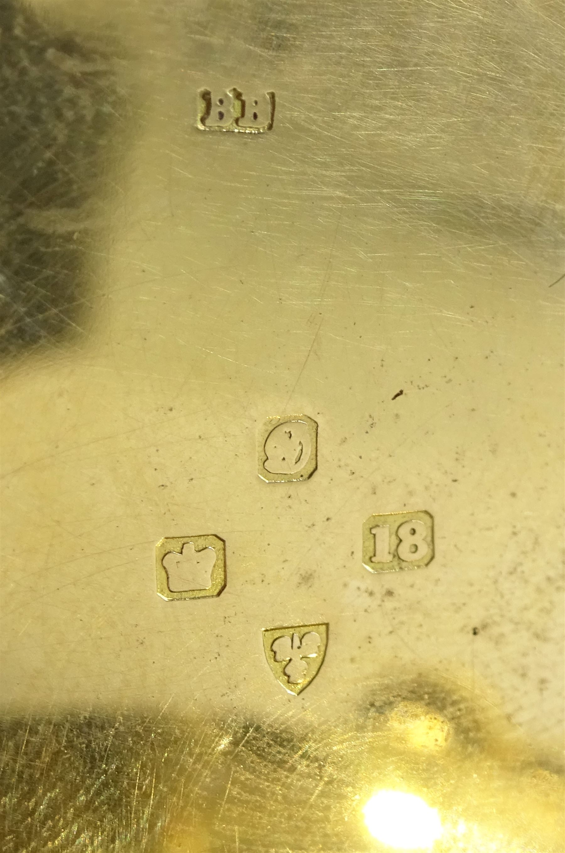 Edwardian 18ct gold full hunter, keyless chronograph pocket watch by Talbot & Son, London, No. 17889, the movement inscribed 'Talbot & Son Chronometer Makers', white enamel dial with Roman numerals, case makers mark B B, Chester 1904