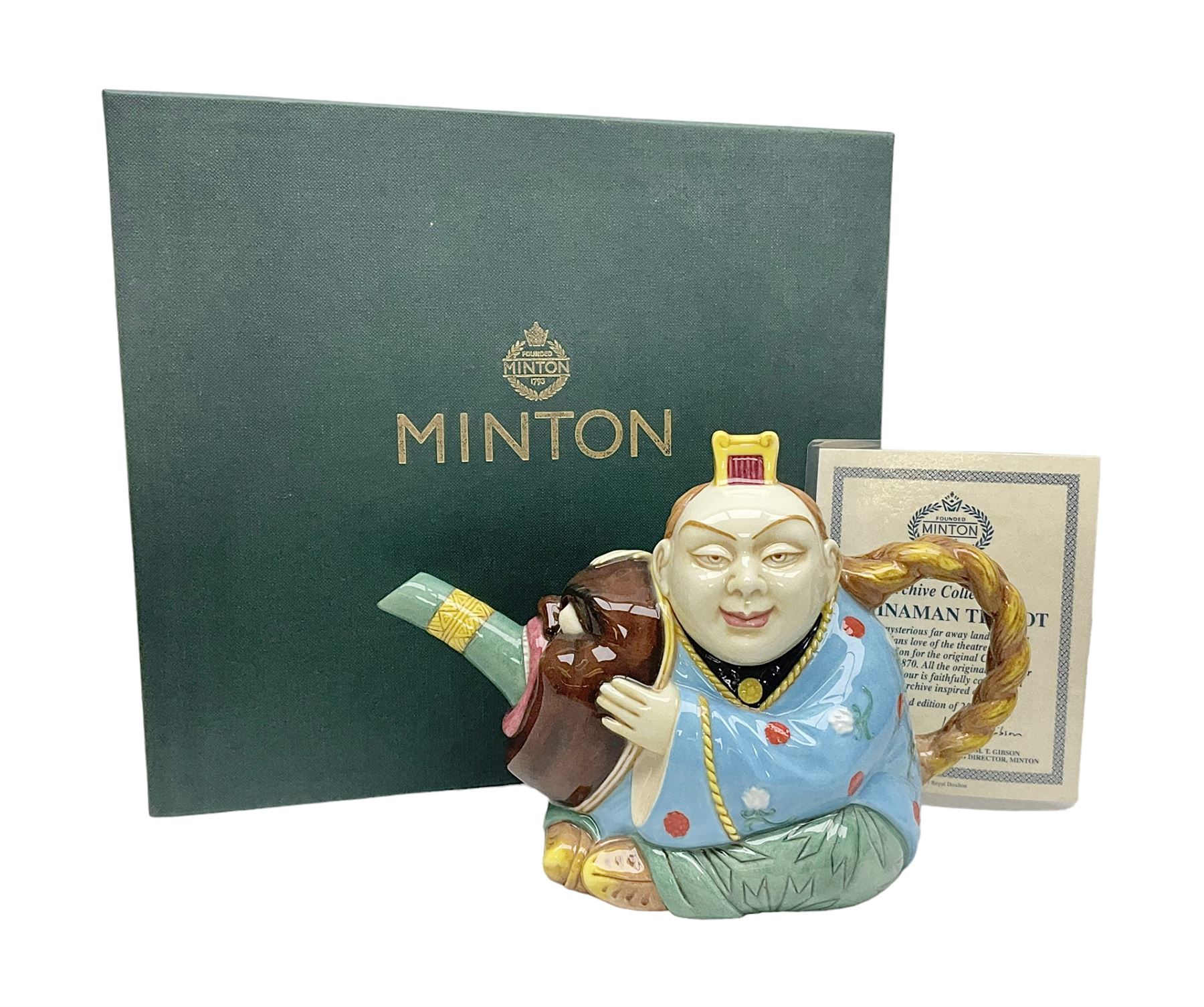 Minton Archive collection chinaman teapot, limited edition 196/2500, with certificate and original box