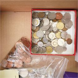 Pre 1920 silver three pence coins (31 grams) others 1920-1946 (71 grams), other G.B. and foreign coinage, bank notes etc