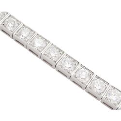 18ct white gold round brilliant cut diamond bracelet, Edinburgh hallmark, total diamond weight 7.66 carat, with document