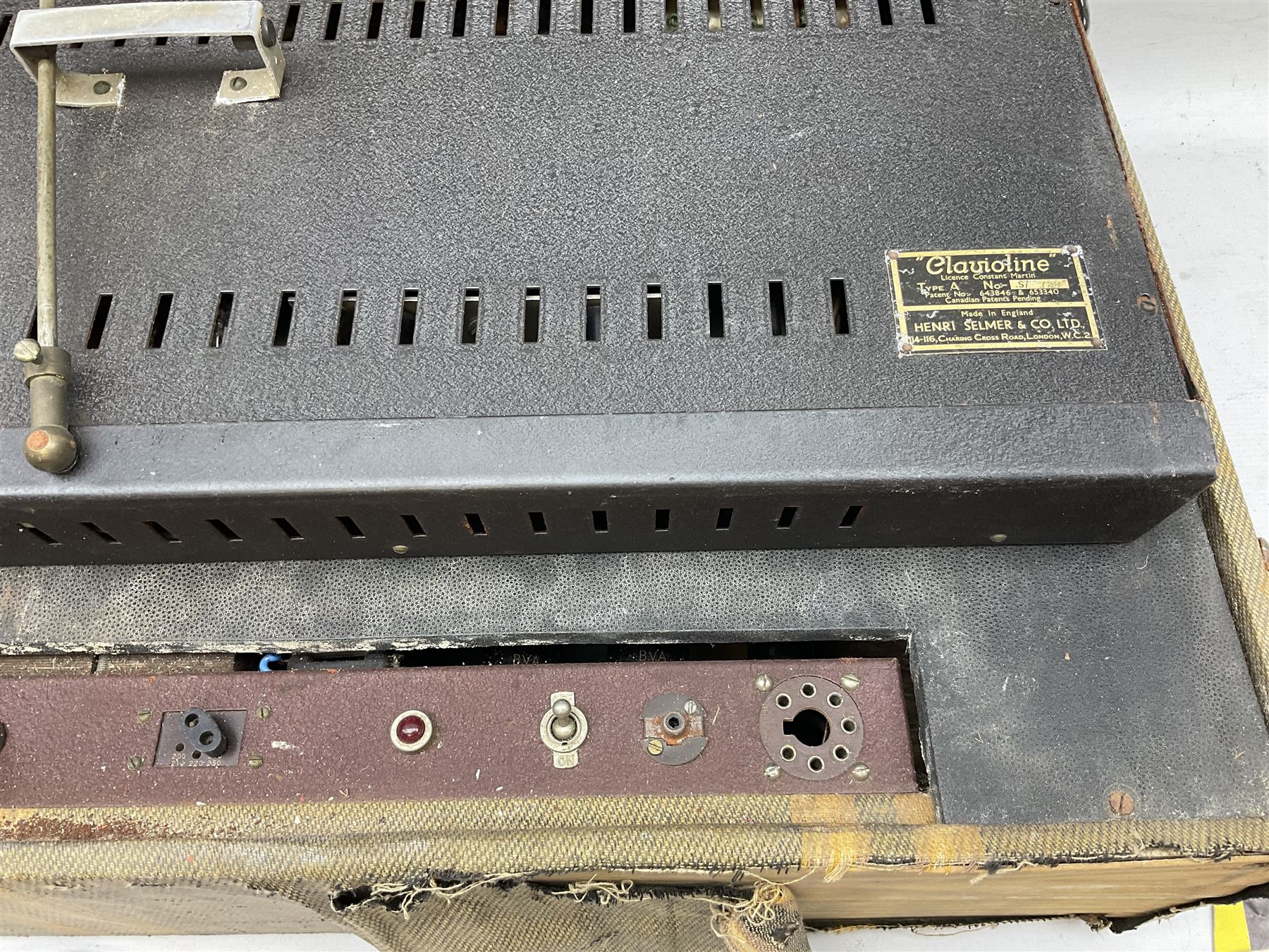 Selmer Clavioline portable electric keyboard, in original case, amp & speaker combined in lid, H41cm, W56.5cm