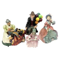 Four Royal Doulton figures, comprising The Wardrobe Mistress HN2145, The Balloon Man HN1954, Spring Morning HN1922 and Bo-Peep HN1811