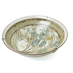Mick Arnup (British 1925-2008): stoneware bowl, decorated in mottled glaze with abstract f...