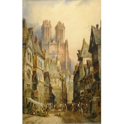 Charles James Keats (British 19th century): 'Rheims', watercolour signed 49cm x 31cm