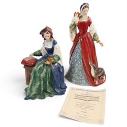 Two Royal Doulton figurines, Catherine of Aragon HN3233 and Anne Boleyn HN3232