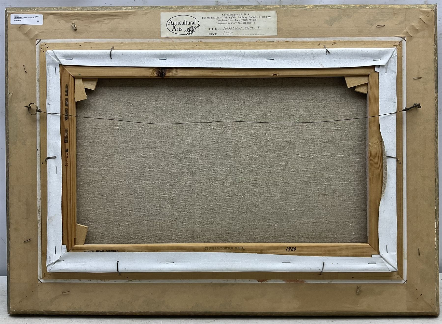 Clive Madgwick (British 1939-2005): Horse and Tractor Show at 'Hadleigh Show', pair oils on canvas signed, titled on artist's studio labels verso 34cm x 55cm (2)