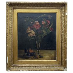 Dutch School (19th century): Still Life of Flowers in a Vase, oil on canvas indistinctly signed 42cm x 35cm