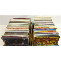  Collection of vinyl LP's including Doobie Brothers, various Soul music, boxed sets and other music in two boxes   