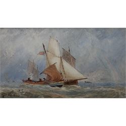 George Weatherill (British 1810-1890): Whitby Fishing Boat WY36 and another along side under a Rainbow, watercolour signed 11cm x 19.5cm
Provenance: part of an important single owner Weatherill Family collection