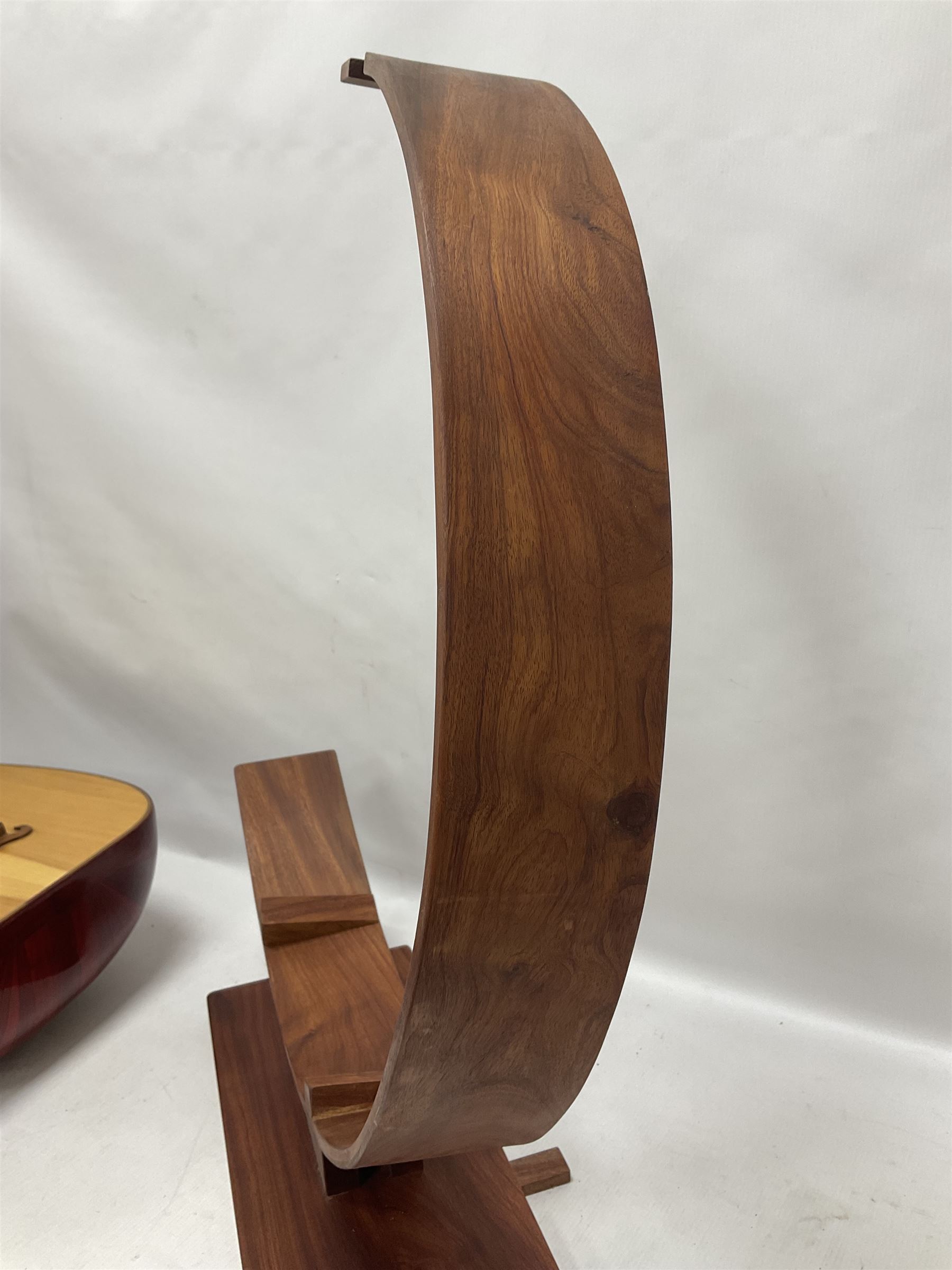 20th century Middle Eastern six string lute with a segmented back and a purpose designed hardwood stand