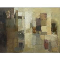 Judith Carola Shackleton (British 1945-): 'Brown Painting', oil on canvas signed and titled verso 70cm x 90cm