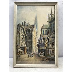 Charles James Keats (British 19th century): 'Rouen' Street Scene, watercolour signed and titled 49cm x 32cm